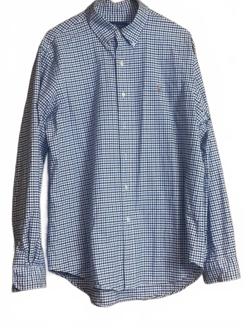 Ralph Lauren blue & white long sleeved Oxford button down shirt large